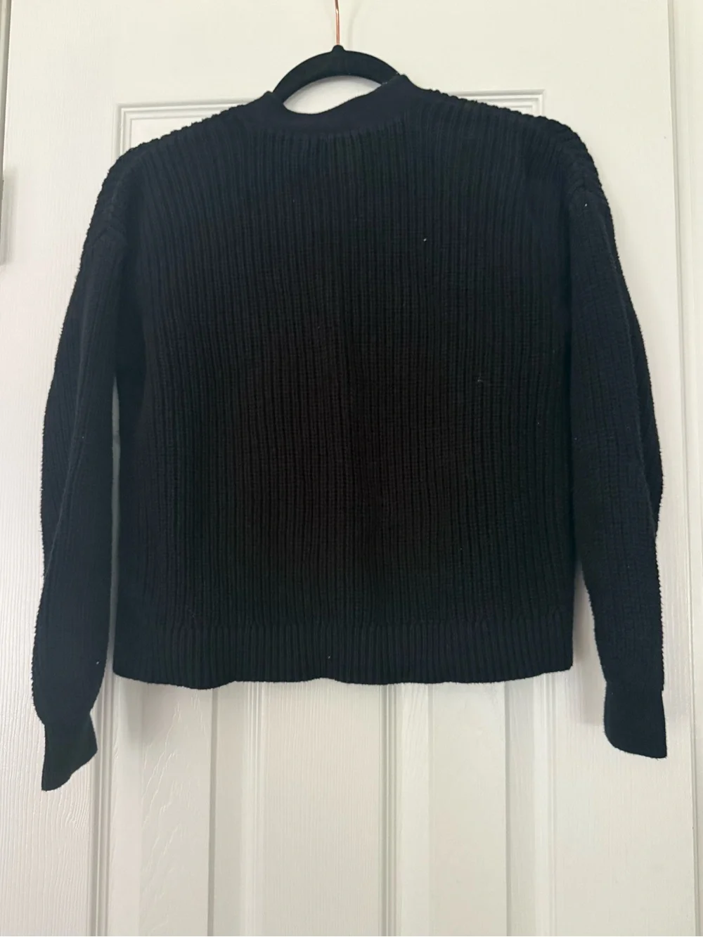 GAP Black Ribbed Button-Up V-Neck Cardigan